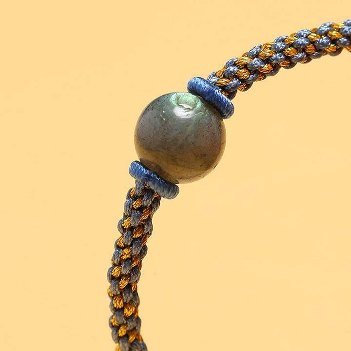 Buddha Stones Ręcznie robione Czerwony Agat Ametyst Złoty Kwarc Rutilowany Różowy Kryształ Koralik Spokojna Bransoletka Pleciona