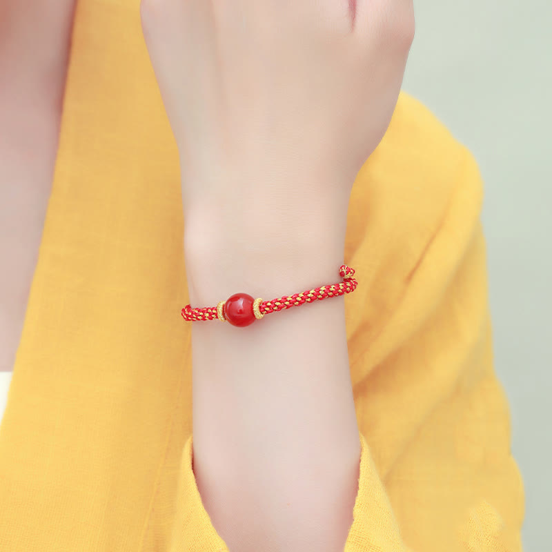 Buddha Stones Ręcznie robione Czerwony Agat Ametyst Złoty Kwarc Rutilowany Różowy Kryształ Koralik Spokojna Bransoletka Pleciona