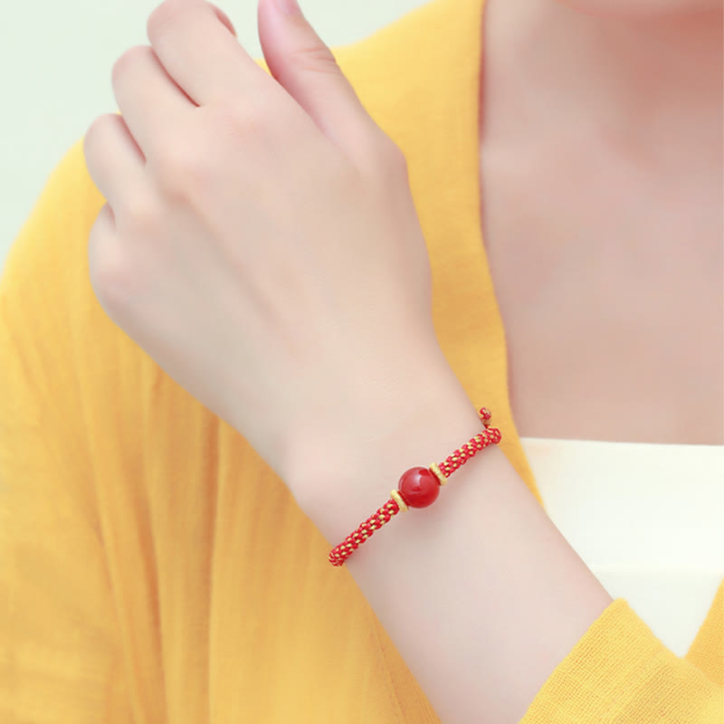 Buddha Stones Ręcznie robione Czerwony Agat Ametyst Złoty Kwarc Rutilowany Różowy Kryształ Koralik Spokojna Bransoletka Pleciona