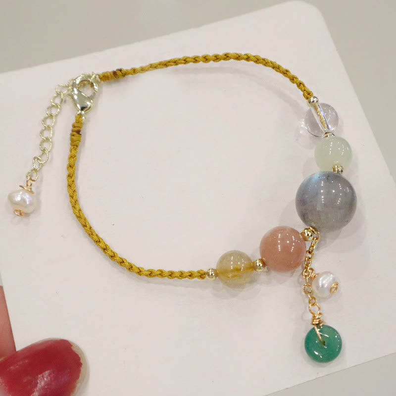 Buddha Stones , Kamień Księżycowy, Koraliki Kamienia Słonecznego, Klamra Pokoju, Uzdrawiająca Bransoletka