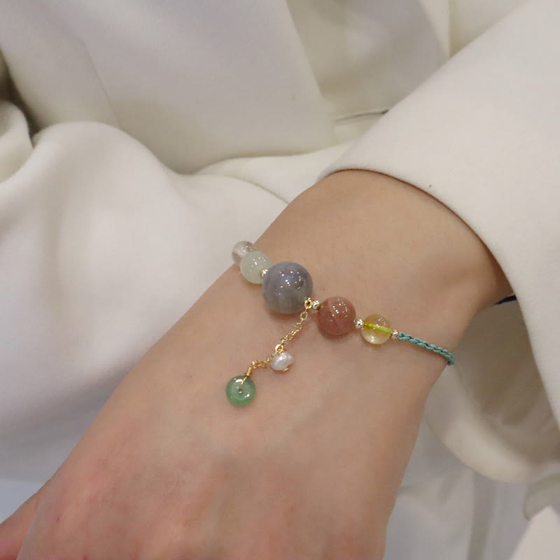 Buddha Stones , Kamień Księżycowy, Koraliki Kamienia Słonecznego, Klamra Pokoju, Uzdrawiająca Bransoletka