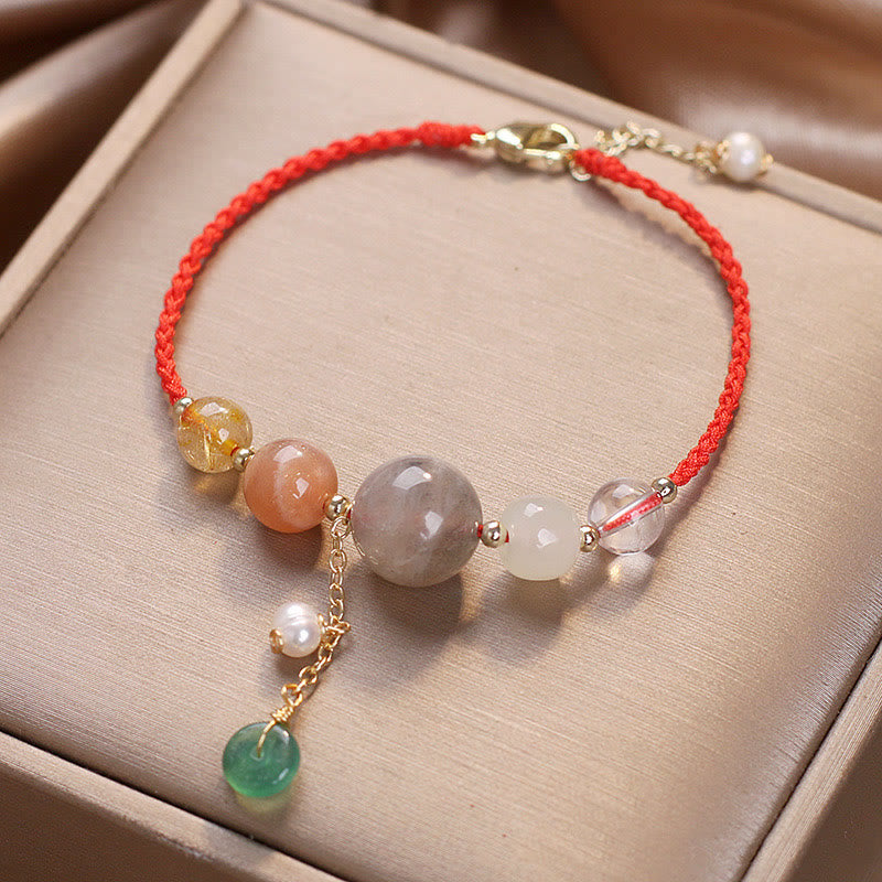 Buddha Stones , Kamień Księżycowy, Koraliki Kamienia Słonecznego, Klamra Pokoju, Uzdrawiająca Bransoletka