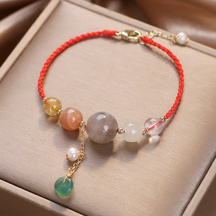 Buddha Stones , Kamień Księżycowy, Koraliki Kamienia Słonecznego, Klamra Pokoju, Uzdrawiająca Bransoletka