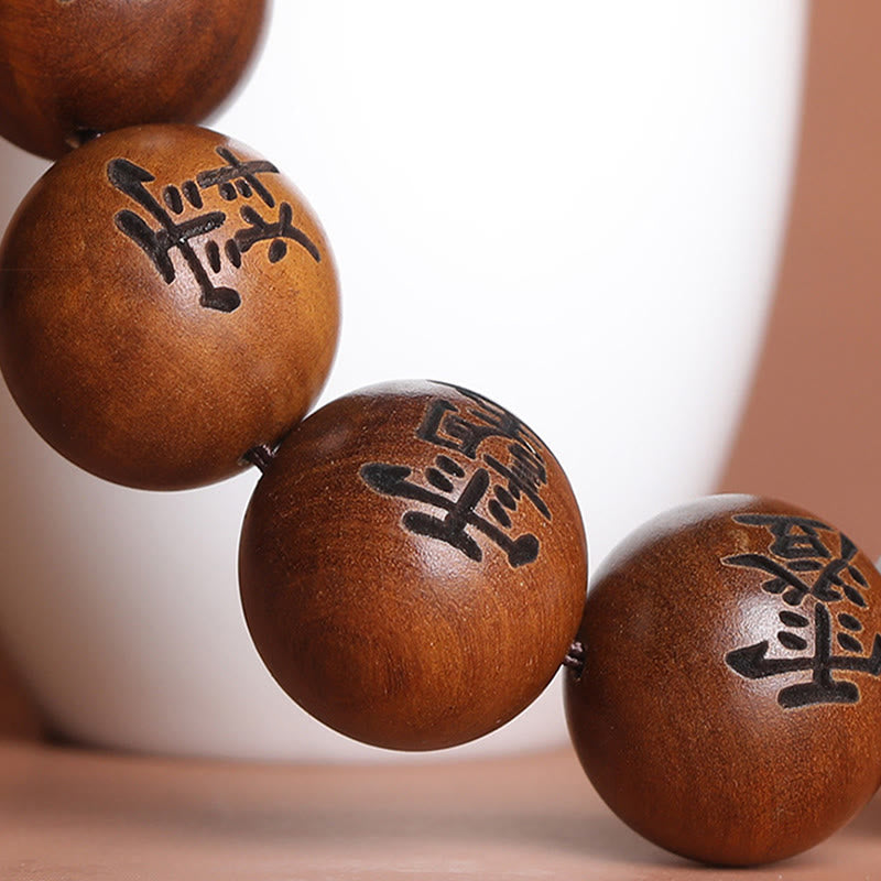 Buddha Stones Uderzone Piorunem Drewno Jujube Yin Yang Bagua Taoistyczne Taboo Znaki Grawerowana Bransoletka Ochronna