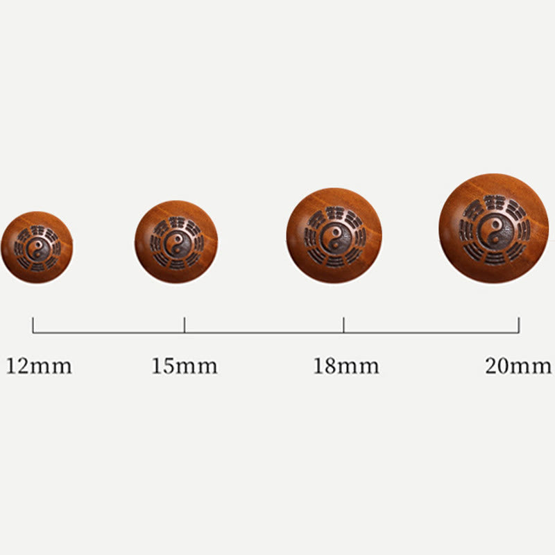 Buddha Stones Uderzony Piorunem Jujube Drewno Yin Yang Bagua Taoistyczny Taboo Symbol Pisma Świętego Grawerowana Bransoletka Szczęścia