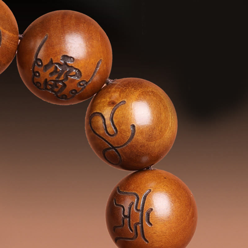 Buddha Stones Uderzony Piorunem Jujube Drewno Yin Yang Bagua Taoistyczny Taboo Symbol Pisma Świętego Grawerowana Bransoletka Szczęścia