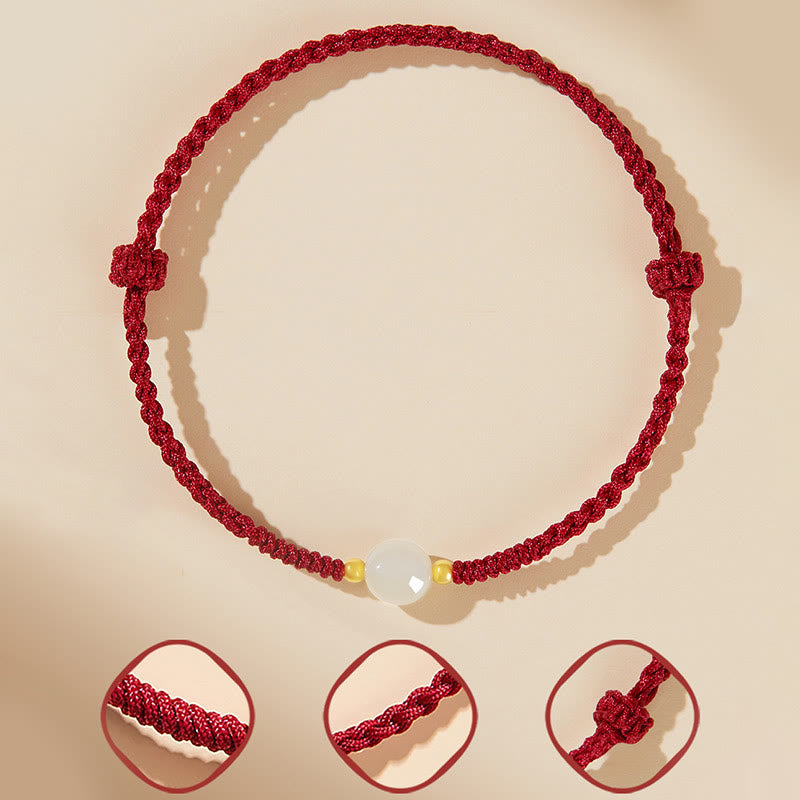 Buddha Stones, ręcznie robione, okrągłe, jadeitowe koraliki szczęścia, pleciona bransoletka dobrobytu