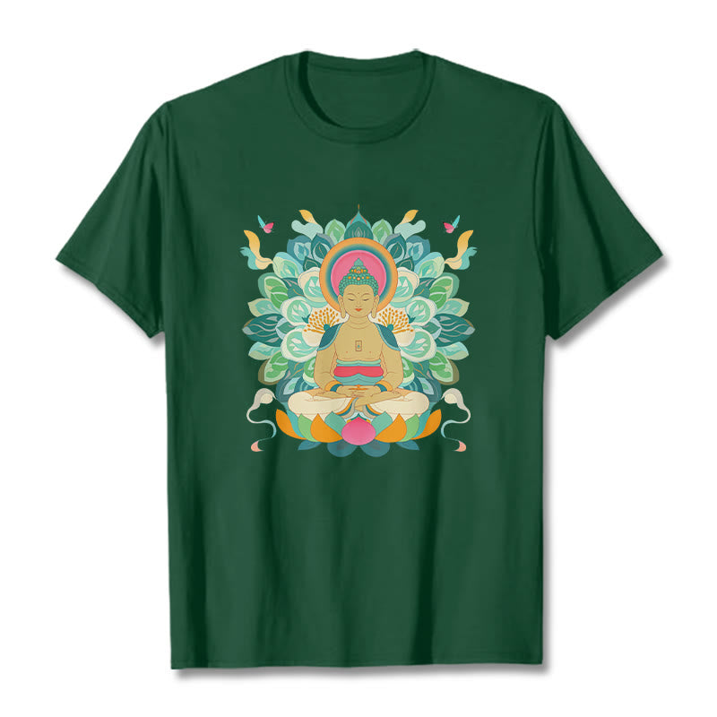 Koszulka z Buddha Stones Kamienie Motyl Lotos Inspirowana Buddą - ForestGreen - 2XL - image 10