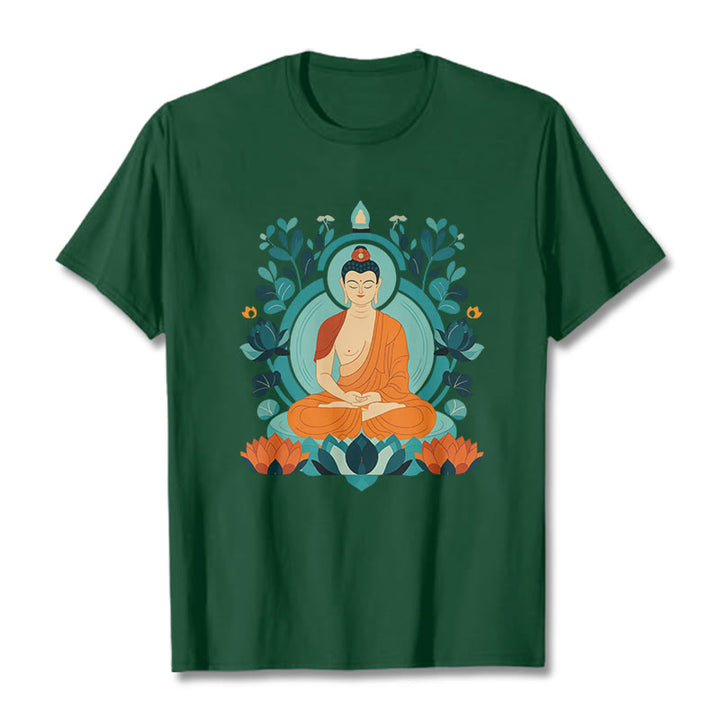 Koszulka z Buddha Stones Kamienie Lotos Budda Medytacja T-shirt - ForestGreen - 2XL - image 8
