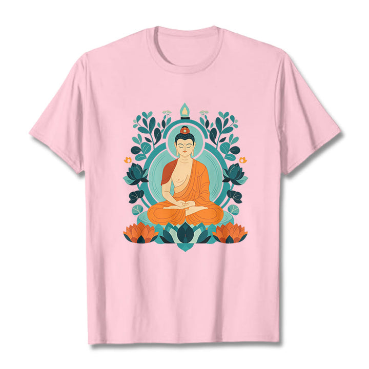 Koszulka z Buddha Stones Kamienie Lotos Budda Medytacja T-shirt - Jasnoróżowy - 2XL - image 9