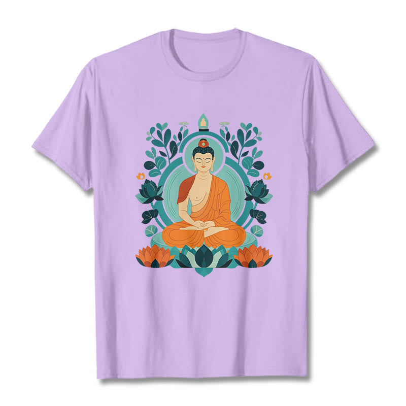 Koszulka z Buddha Stones Kamienie Lotos Budda Medytacja T-shirt - Śliwka - 2XL - image 10