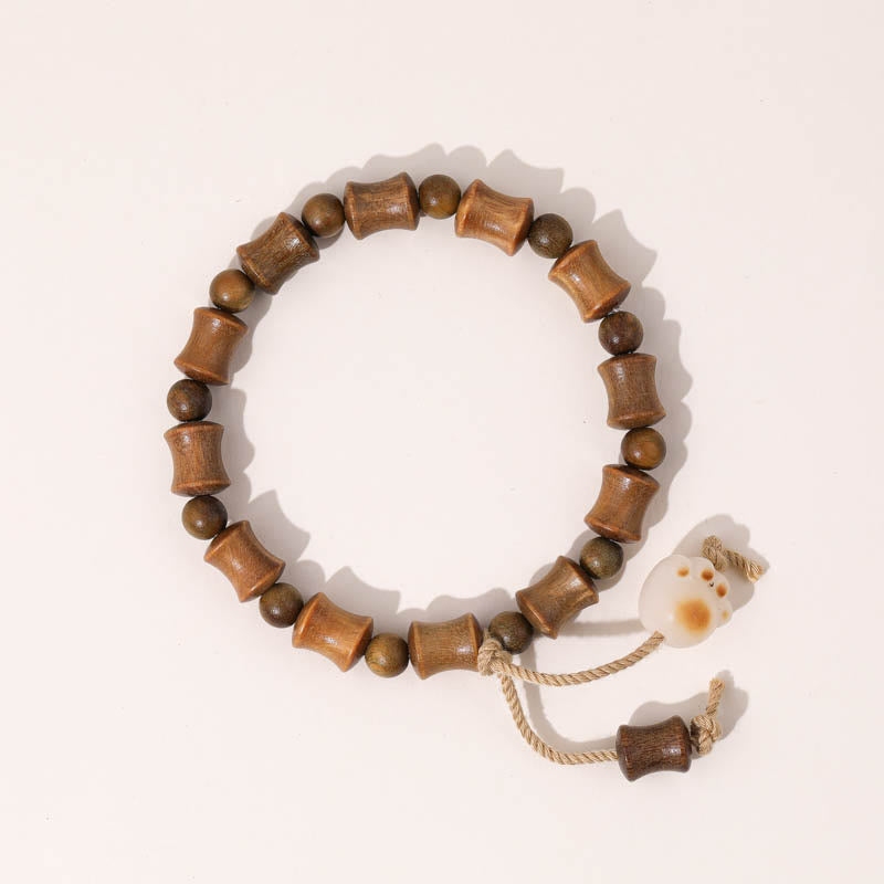 Buddha Stones Zielone Drzewo Sandałowe Bodhi Nasiona Kocie Pazury Bambusa Bransoletka Pokoju - Zielone drzewo sandałowe (obwód nadgarstka: 15-17 cm) - image 1