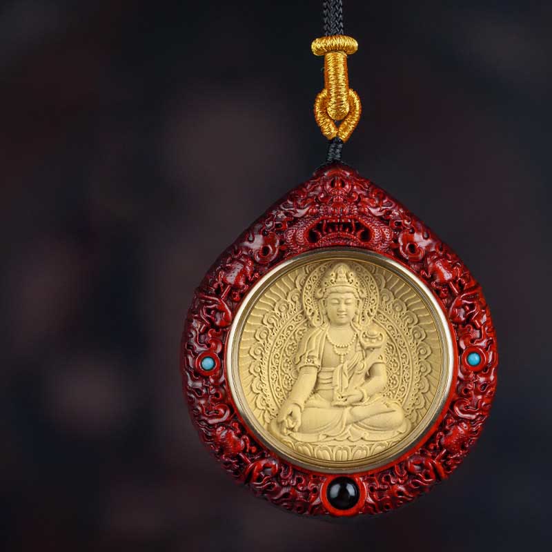 Buddha Stones Chiński Zodiak Natal Budda Mały Liść Czerwony Sandałowiec Heban Długowieczność Naszyjnik Wisiorek - Bodhisattwa Smok/Wąż-Samantabhadra  - Drobnolistny czerwony sandałowiec - image 14