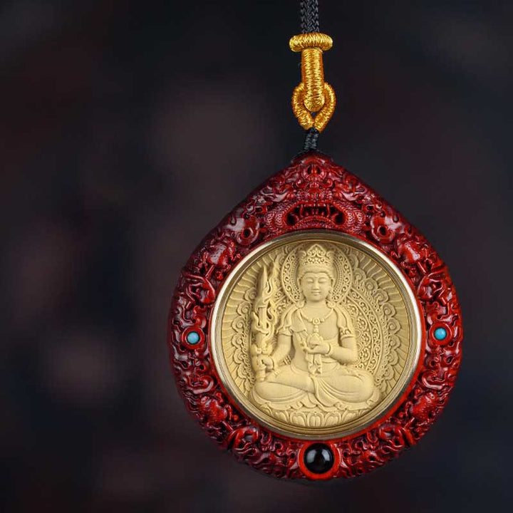 Buddha Stones Chiński Zodiak Natal Budda Mały Liść Czerwony Sandałowiec Heban Długowieczność Naszyjnik Wisiorek - Bodhisattwa Wół/Tygrys-Pustka - Drobnolistny czerwony sandałowiec - image 17