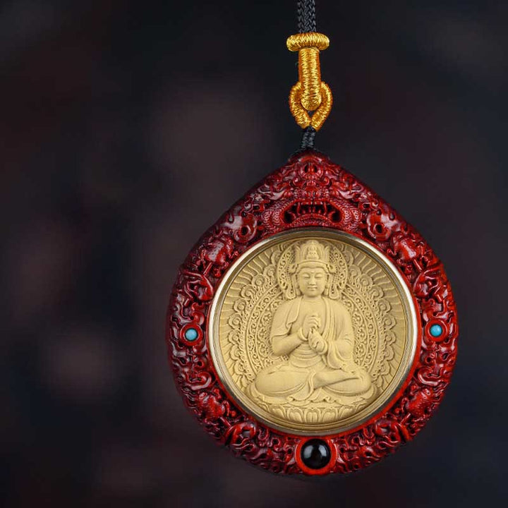 Buddha Stones Chiński Zodiak Natal Budda Mały Liść Czerwony Sandałowiec Heban Długowieczność Naszyjnik Wisiorek - Koza/Małpa-Tathagata - Drobnolistny czerwony sandałowiec - image 15