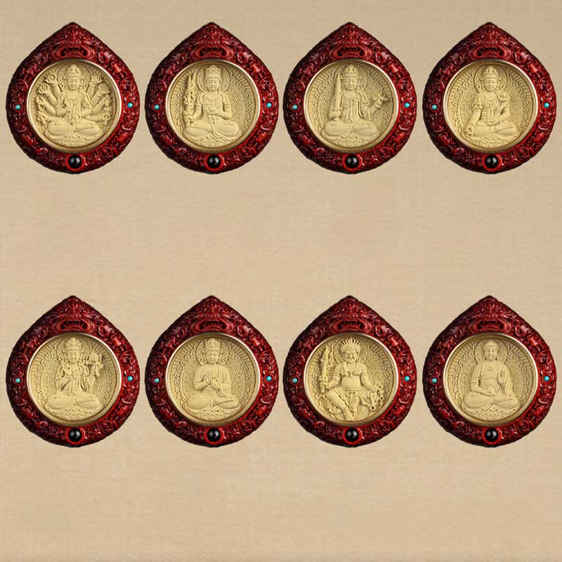 Buddha Stones Chiński Zodiak Natal Budda Mały Liść Czerwony Sandałowiec Heban Długowieczność Naszyjnik Wisiorek - image 24