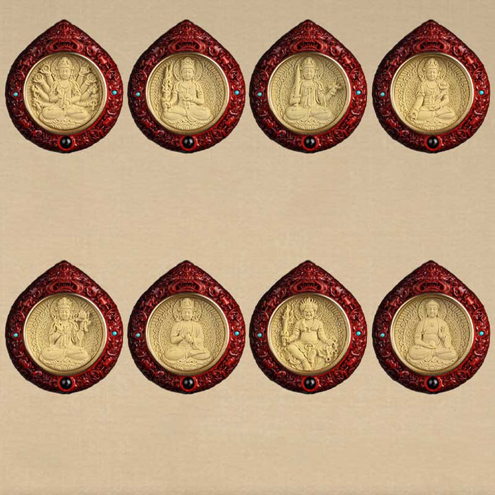 Buddha Stones Chiński Zodiak Natal Budda Mały Liść Czerwony Sandałowiec Heban Długowieczność Naszyjnik Wisiorek - image 24