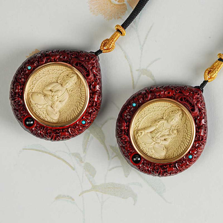 Buddha Stones Chiński Zodiak Natal Budda Mały Liść Czerwony Sandałowiec Heban Długowieczność Naszyjnik Wisiorek - image 22