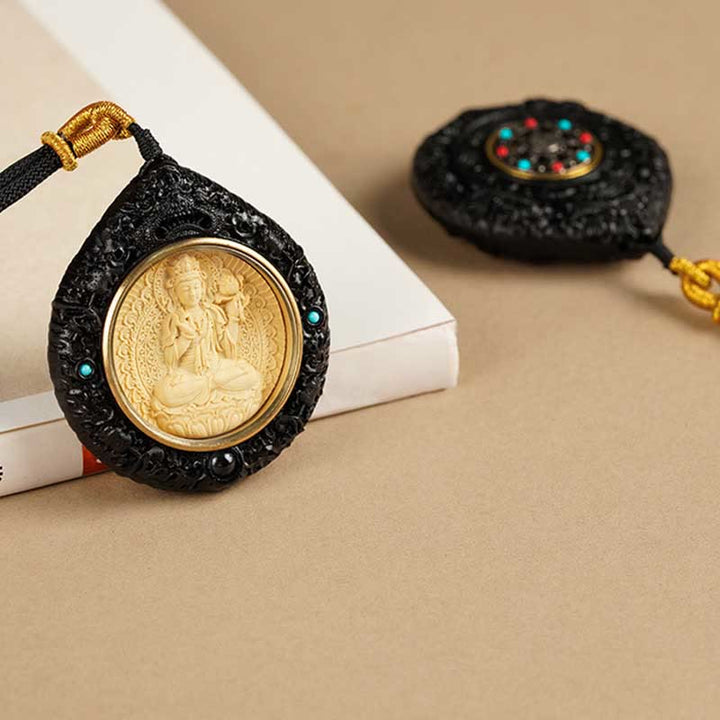 Buddha Stones Chiński Zodiak Natal Budda Mały Liść Czerwony Sandałowiec Heban Długowieczność Naszyjnik Wisiorek - image 26