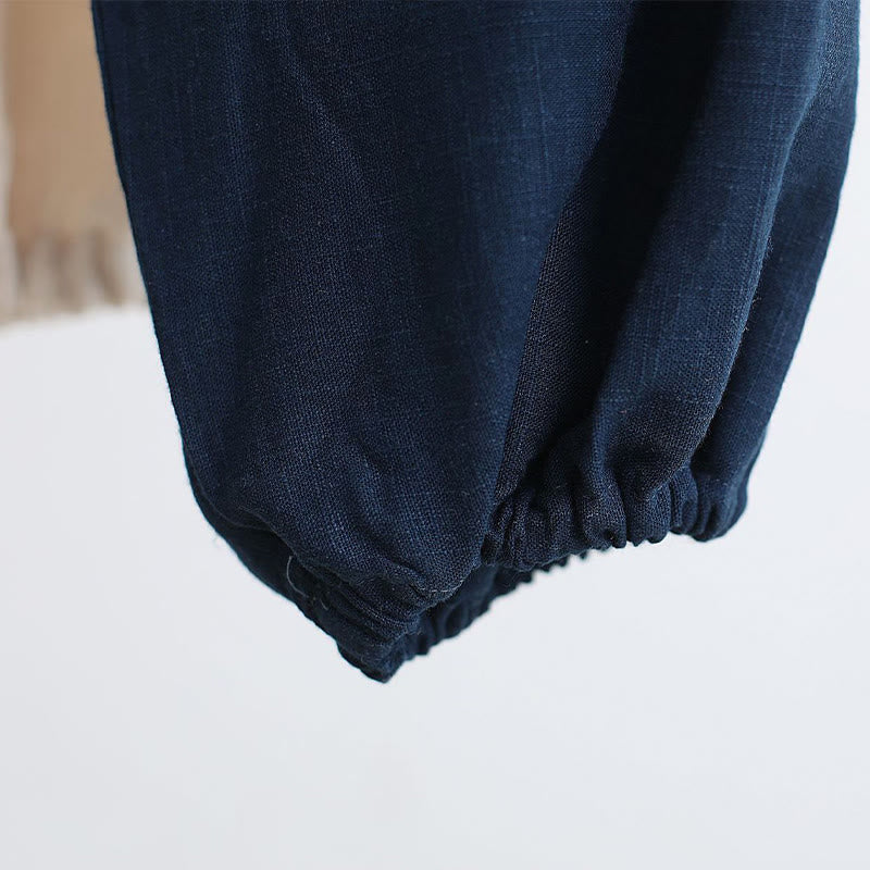 Buddha Stones 2 szt. Koszulka męska z długim rękawem i dekoltem w serek Top Spodnie Medytacja Zen Tai Chi Bawełna Lniany Zestaw Ubrań - image 42