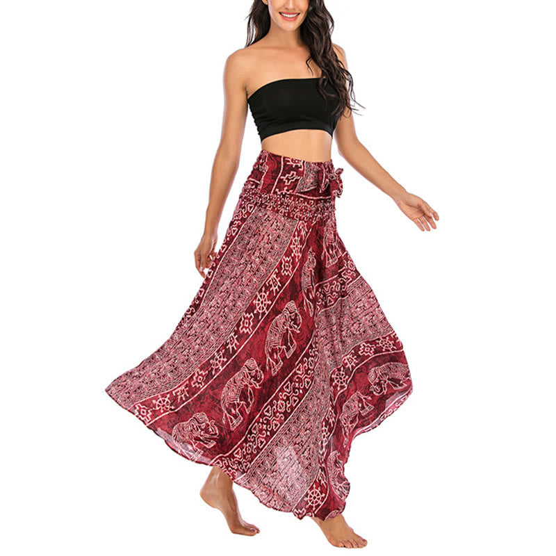 Buddha Stones Dwa Stylowe Noszenie Boho Słonia Geometria Spódnica z Koronki Sukienka - image 11