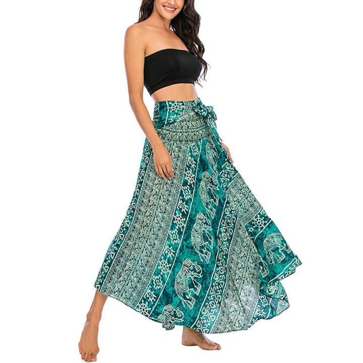 Buddha Stones Dwa Stylowe Noszenie Boho Słonia Geometria Spódnica z Koronki Sukienka - image 25