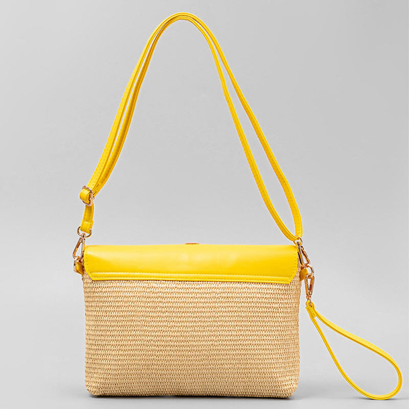 Buddha Stones Hamsa Słonia Kwiat Słomy Tkana Torba Crossbody Torba Na Ramię Torebka