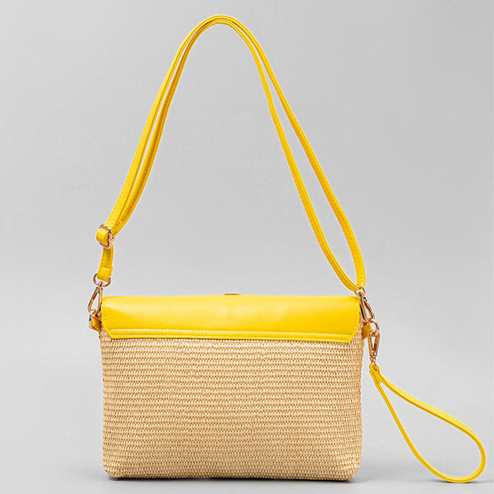 Buddha Stones Hamsa Słonia Kwiat Słomy Tkana Torba Crossbody Torba Na Ramię Torebka