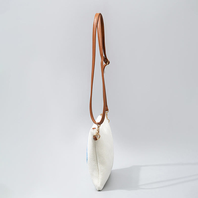 Buddha Stones Złe Oko Liść Hamsa Płócienna Torba Crossbody Torba na Ramię Torebka