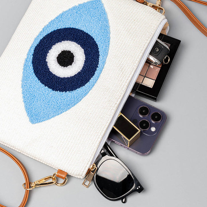 Buddha Stones Złe Oko Liść Hamsa Płócienna Torba Crossbody Torba na Ramię Torebka