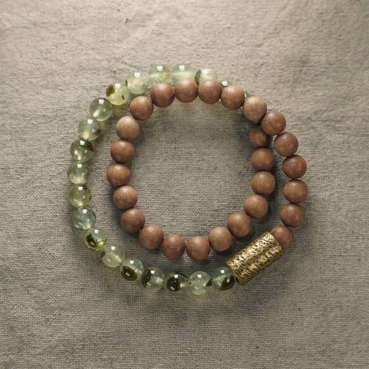 Bransoletka oczyszczająca Buddha Stones Green Rutilated Quartz Natural Sandałowiec