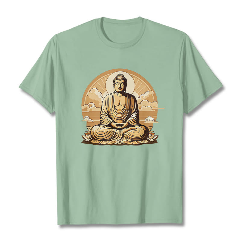 Buddha Stones Słońce Pomyślne Chmury Budda Koszulka T-shirt - PaleGreen - 2XL - image 14