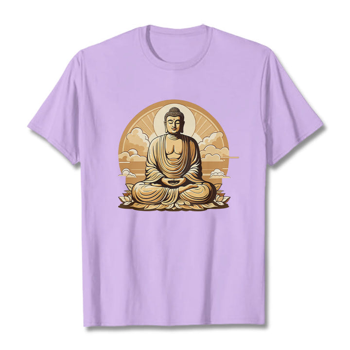 Buddha Stones Słońce Pomyślne Chmury Budda Koszulka T-shirt - Śliwka - 2XL - image 16