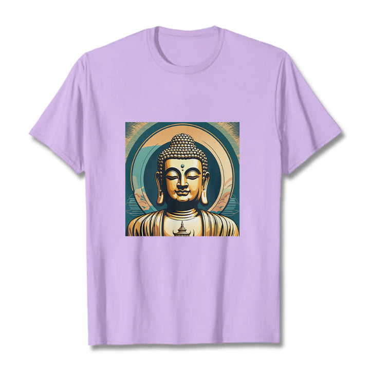 Koszulka z nadrukiem Buddha Stones Aura Golden Buddha - Śliwka - 2XL - image 16
