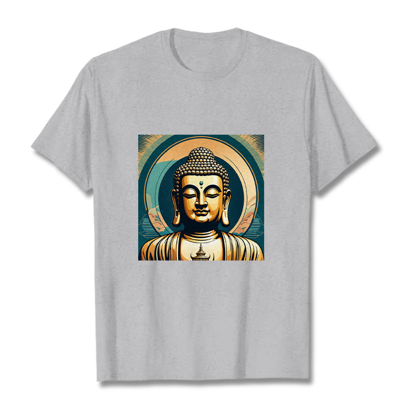 Koszulka z nadrukiem Buddha Stones Aura Golden Buddha - Jasnoszary - 2XL - image 19