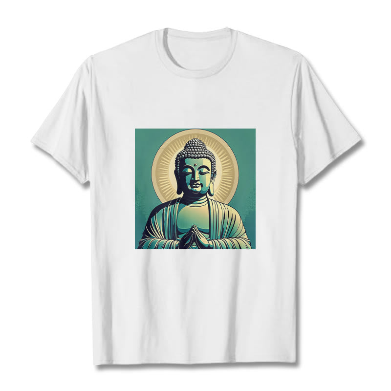 Koszulka z Buddha Stones Aura Zielony Budda - Biały - 2XL - image 3
