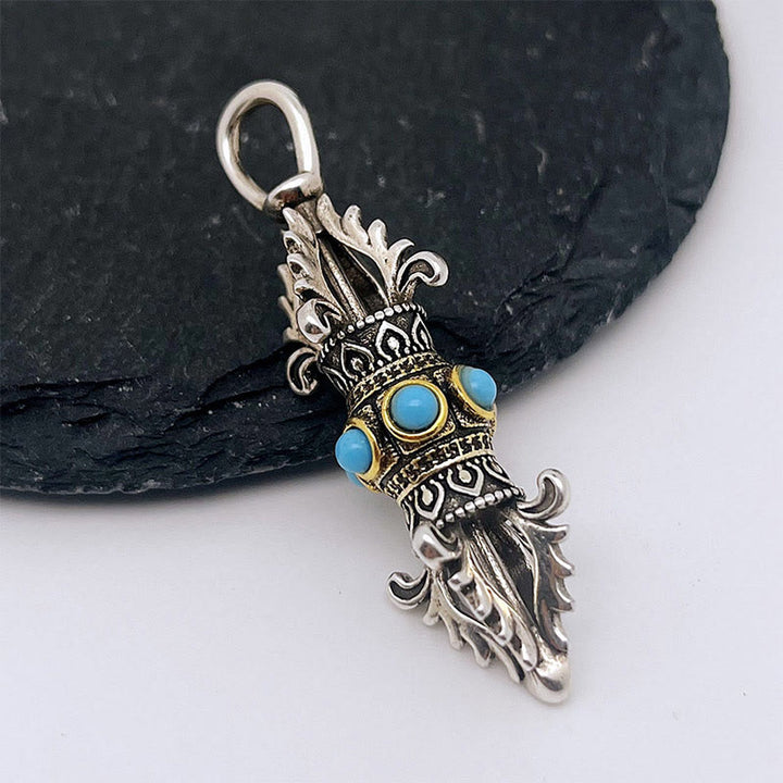 Buddha Stones Tybet Wadżra Dorje Wzór Miedź Szczęście Bogactwo Metal Naszyjnik Wisiorek