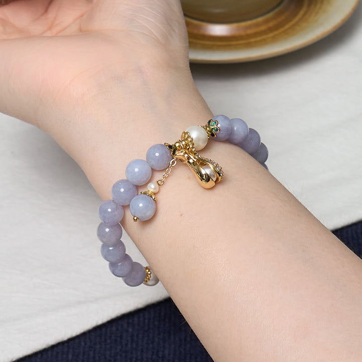 Bransoletka Buddha Stones Wewnętrzny spokój i ulga w stresie Akwamaryn Jade Blue Bransoletka Bangle Bundle