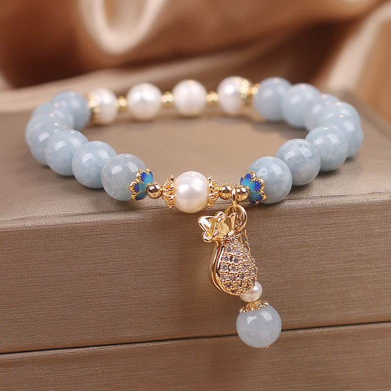 Bransoletka Buddha Stones Wewnętrzny spokój i ulga w stresie Akwamaryn Jade Blue Bransoletka Bangle Bundle