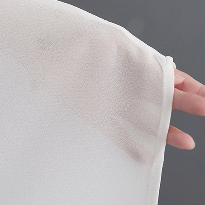 Buddha Stones 2 szt. Żaba-guzik Długi rękaw Midi Sukienka Szerokie Nogawki Spodnie Szyfon Zen Zestaw Damski