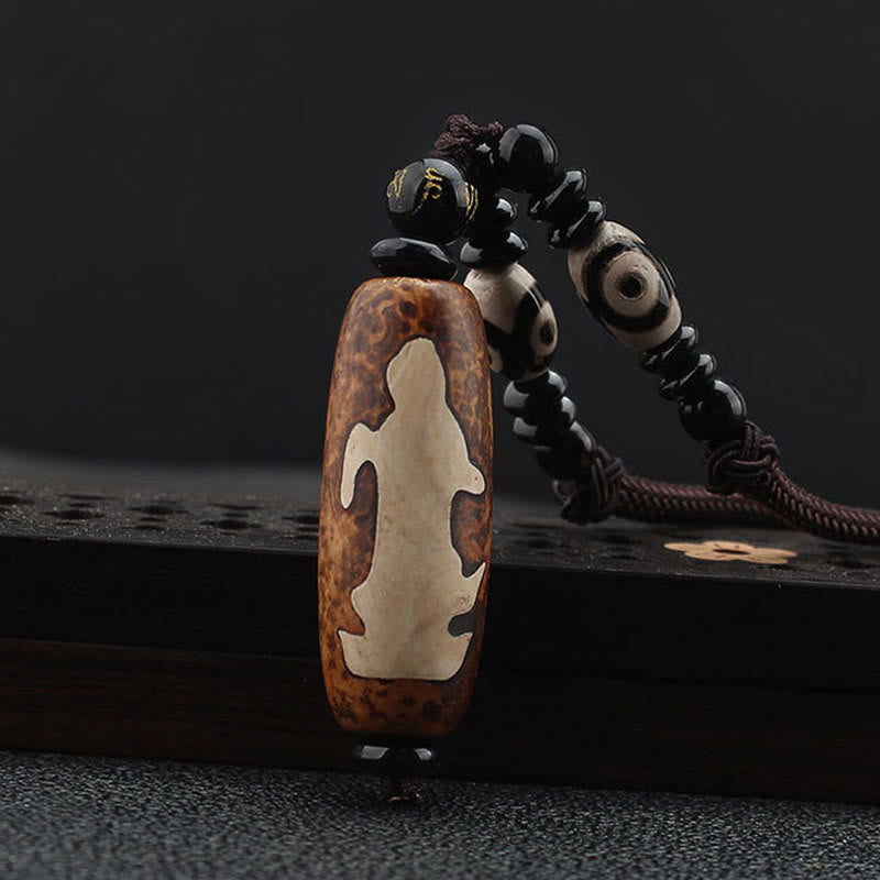 Buddha Stones Tybet Om Mani Padme Hum Dzi Koralik Avalokitesvara Wzór Bogactwa Naszyjnik Wisiorek - image 3