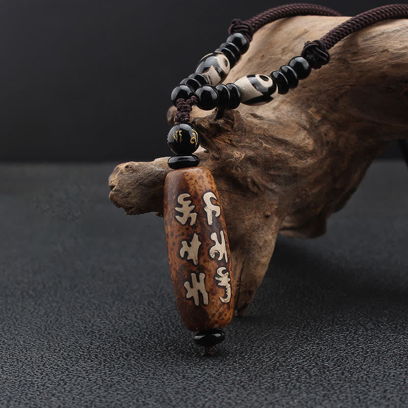 Buddha Stones Tybet Om Mani Padme Hum Dzi Koralik Avalokitesvara Wzór Bogactwa Naszyjnik Wisiorek - image 2