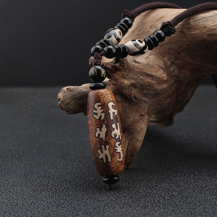 Buddha Stones Tybet Om Mani Padme Hum Dzi Koralik Avalokitesvara Wzór Bogactwa Naszyjnik Wisiorek - image 2