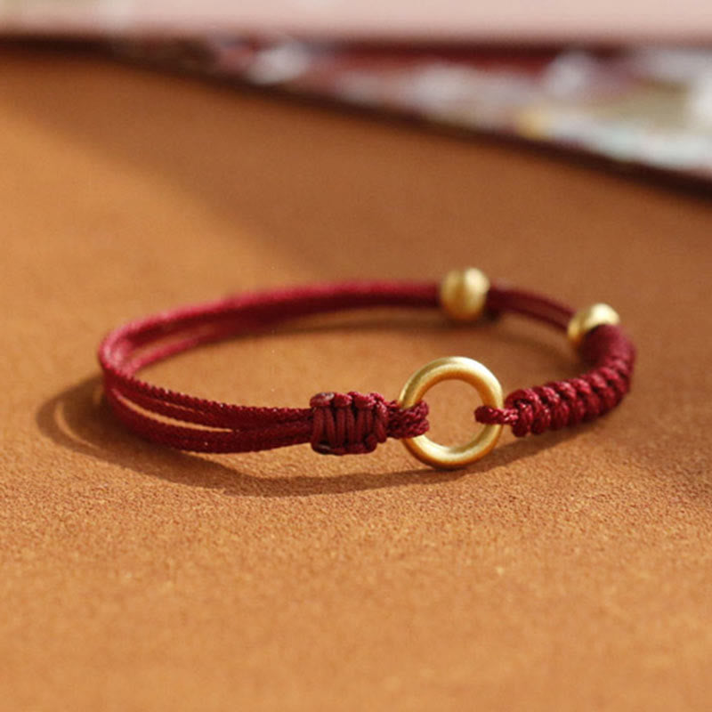 Bransoletka ze stopu Buddha Stones Peace Buckle Luck z czerwonego sznurka