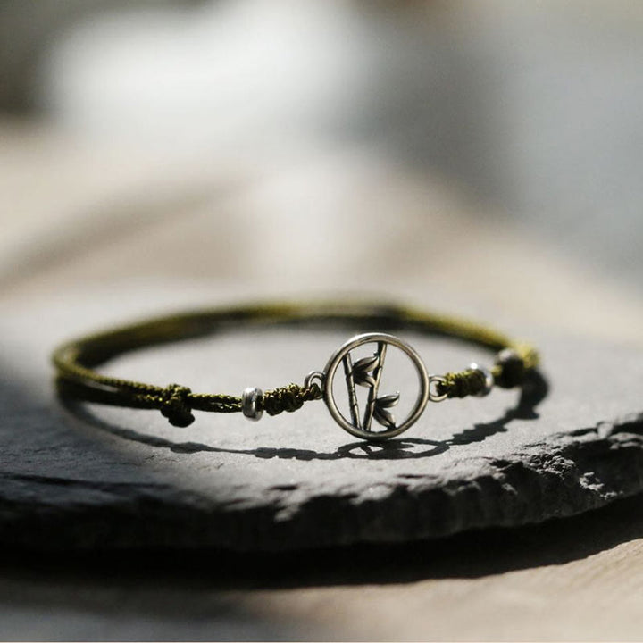 Bransoletka z bambusa i Buddha Stones próby 925 i sznurka szczęścia