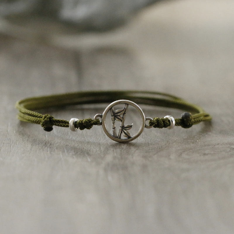 Bransoletka z bambusa i Buddha Stones próby 925 i sznurka szczęścia