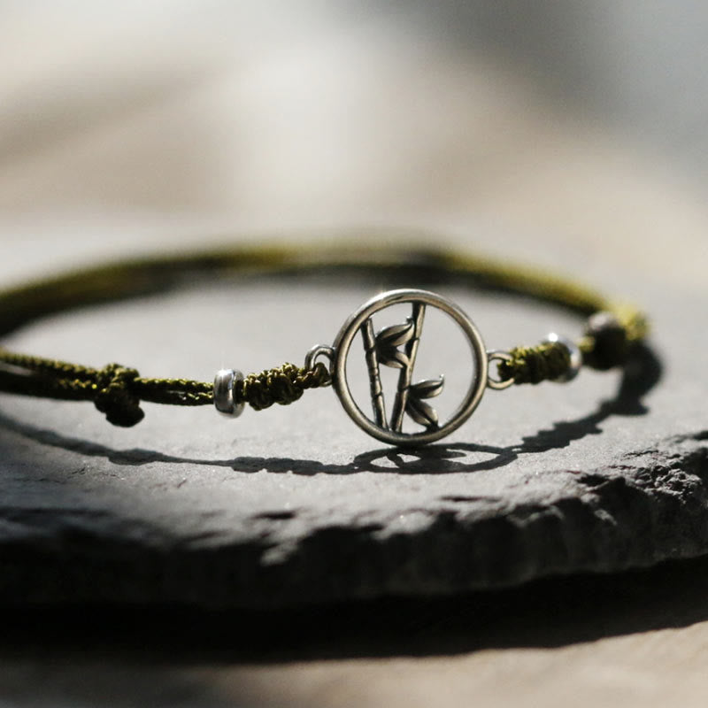 Bransoletka z bambusa i Buddha Stones próby 925 i sznurka szczęścia