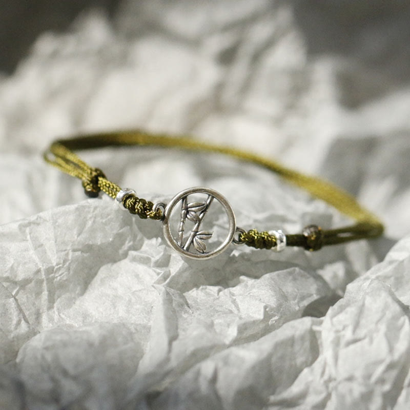 Bransoletka z bambusa i Buddha Stones próby 925 i sznurka szczęścia