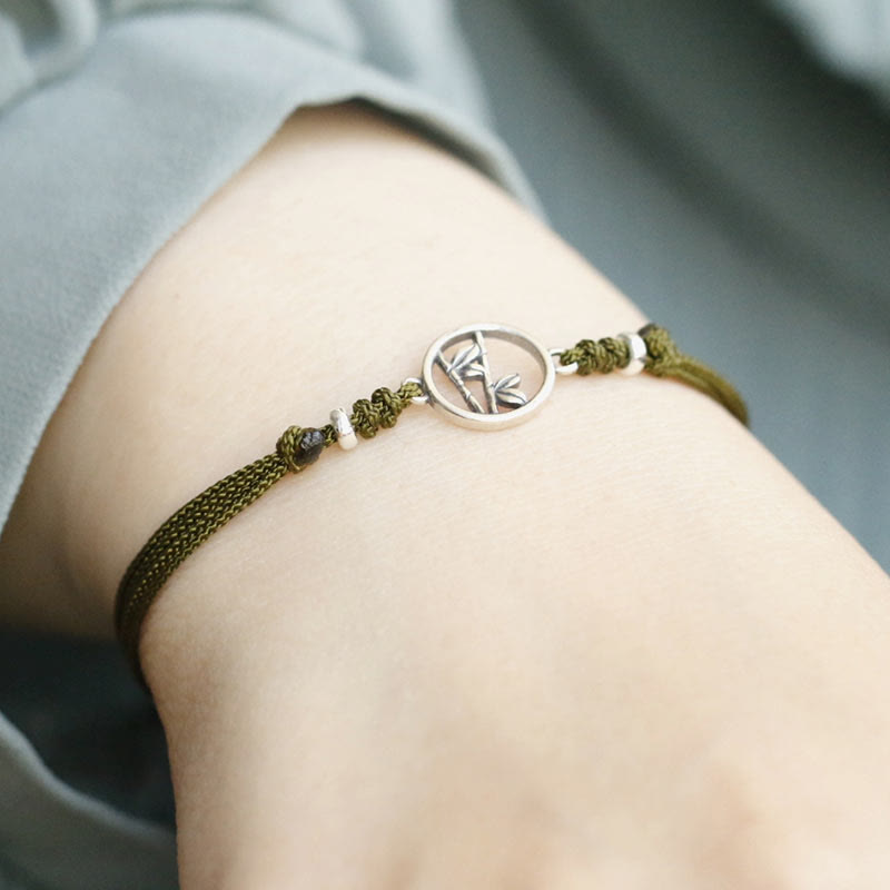 Bransoletka z bambusa i Buddha Stones próby 925 i sznurka szczęścia