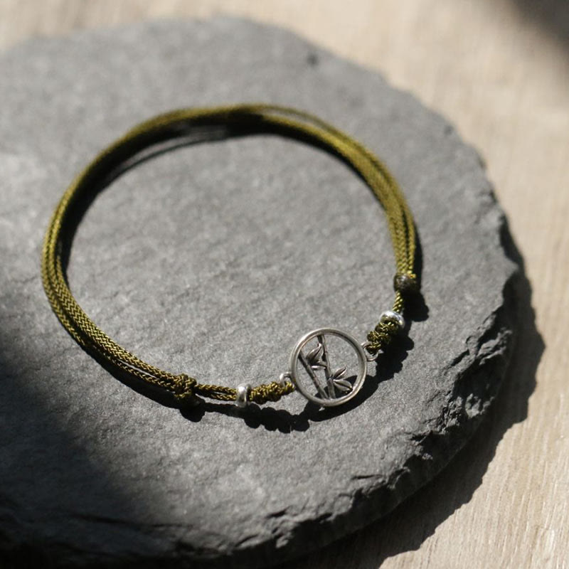 Bransoletka z bambusa i Buddha Stones próby 925 i sznurka szczęścia